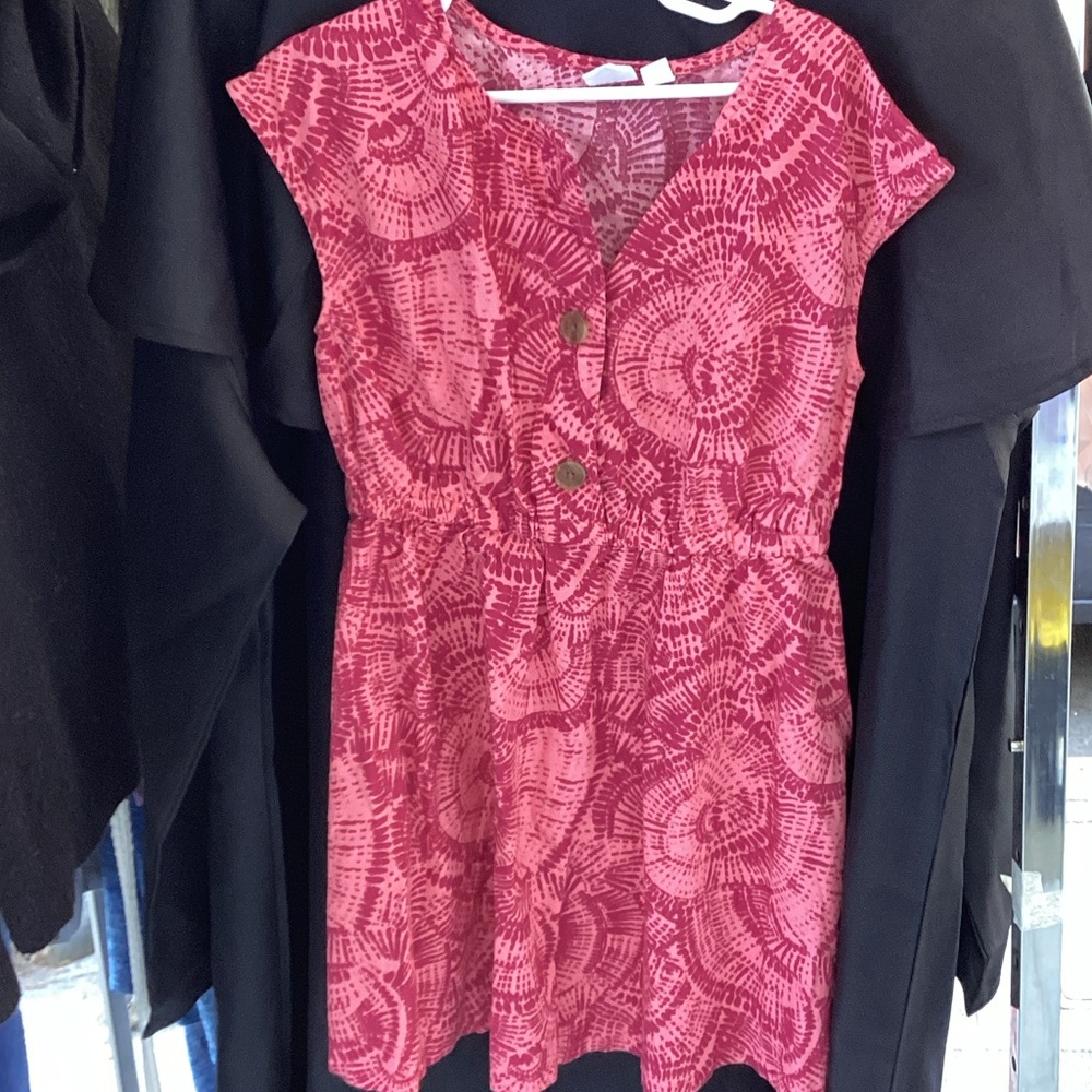 GAP Pink Patterned Dress with Button Accents